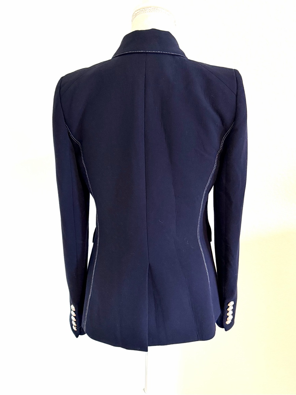 Veronica Beard Navy Double-Breasted Blazer with Silver Buttons - Picture 3 of 5